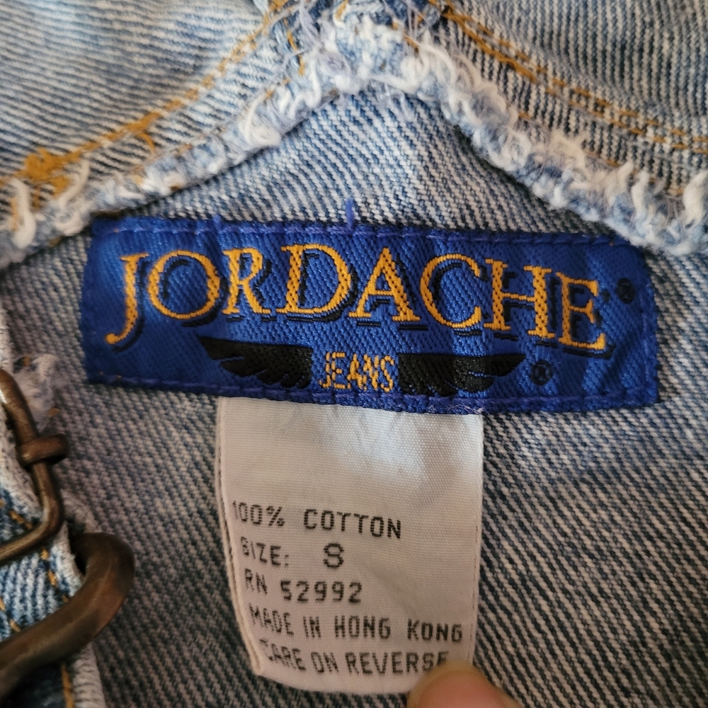 Vtg EUC Jordache Small Denim Blue Women's Overalls Logo - Picture 8 of 8